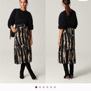ba&sh Black and Cream Midi Skirt